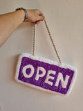 Open / Closed – Tufted sign 40x15 cm